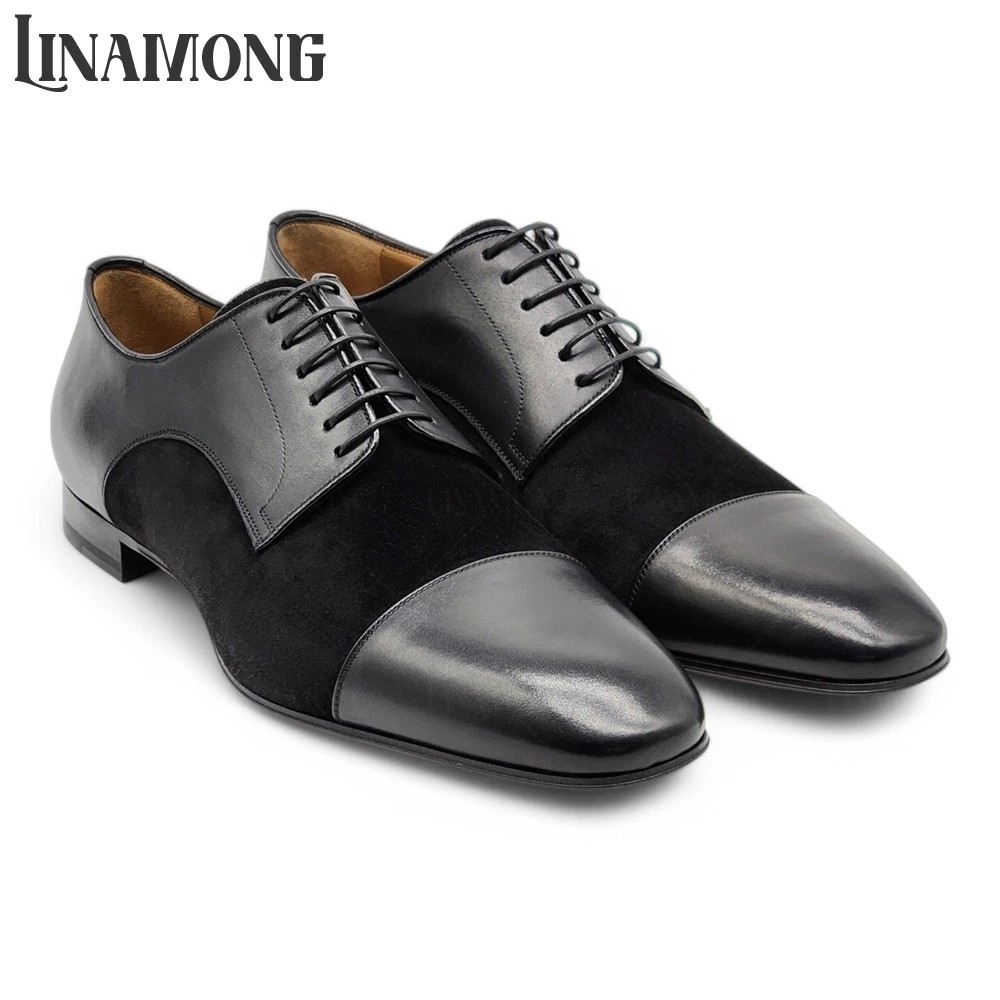 Leather Shoe Polish - Polished Leather Suede Derby Shoes Black