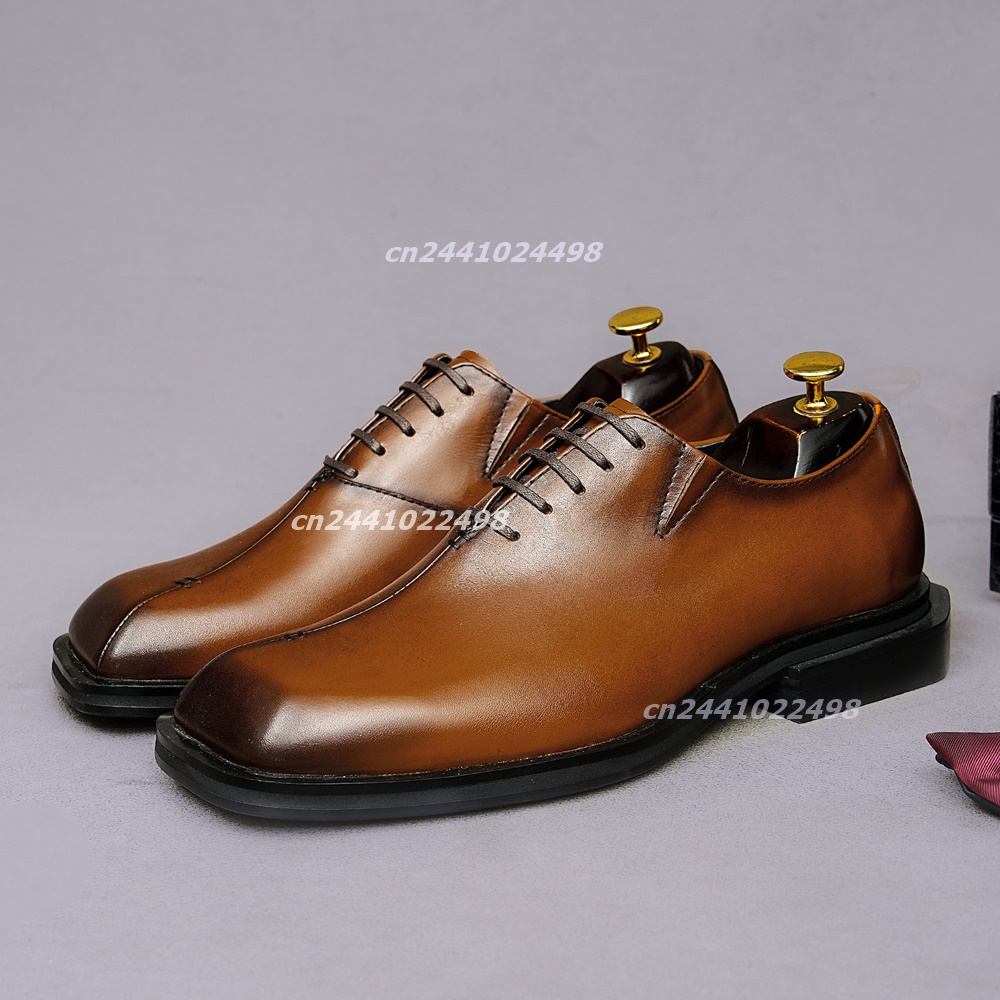 Handmade Square Toe Brown Leat - Leather Shoe Polish 评论和价格